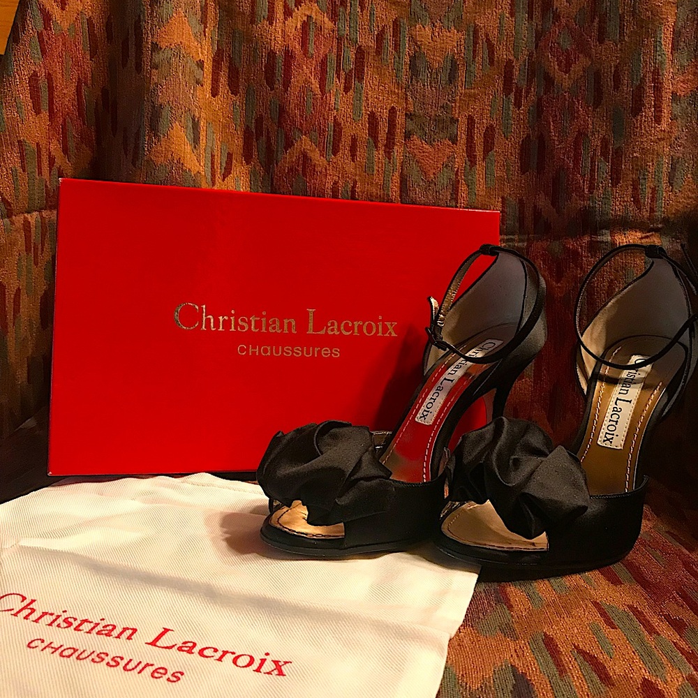 Christian Lacroix made in Italy stunning black, iridescent stilettos.